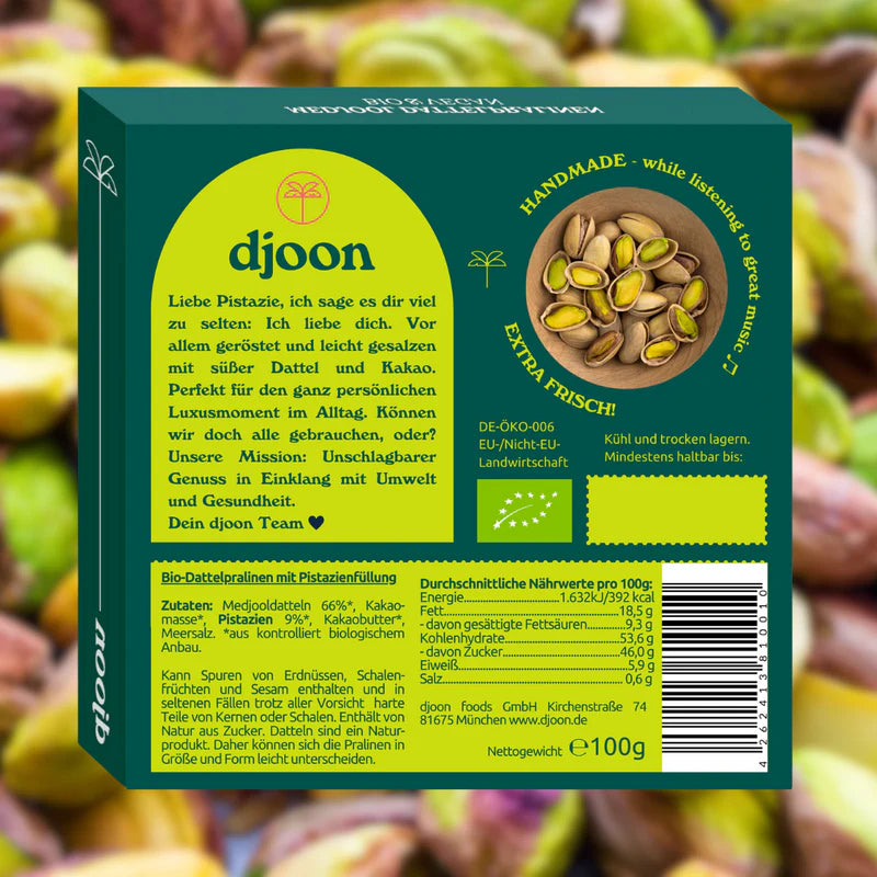 Dattelpralinen: Bomba di Pistacchio (Bio) - Dattellia | Beste Datteln Qualität